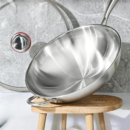 Stainless Steel 316 Wok with Glass Lid, Tri-Ply Stir Fry Pan with Handle, Induction Compatible (12.5 Inch)6