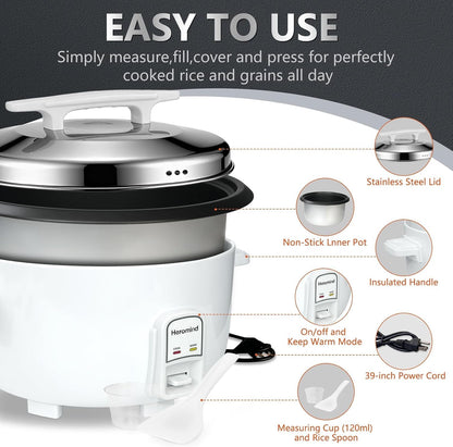 Commercial Rice Cooker, 90-Cup Rice Cooker, 16Qt Large Rice Cooker with Nonstick Inner Pot, Fast Cooking and Auto Keep Warm, with Rice Cup and Paddle, Easy to Clean, 1950W7