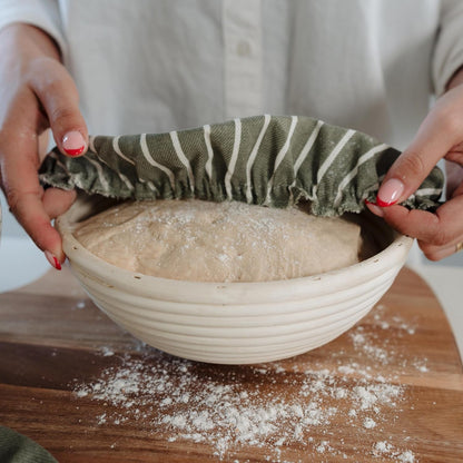 Beautiful Linen Cotton Blend Bowl Covers Set of 3 for Bread Proofing | Durable Linen Cotton Blend Fabric Covers in Varying Sizes Fit Your Bowls 7" to 13", Ideal Sourdough Bread Baking Accessories6