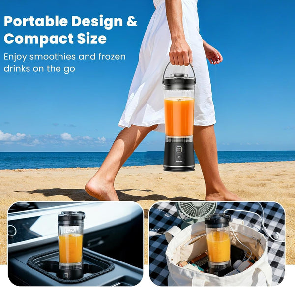 Personal Size Portable Blender for Shakes & Smoothies, 16Oz Mini Small Smoothie Blender with on Go Lid & Sip Lid, 26000RPM Rechargeable Cordless Electric Blender for Travel Gym Office (Black)5