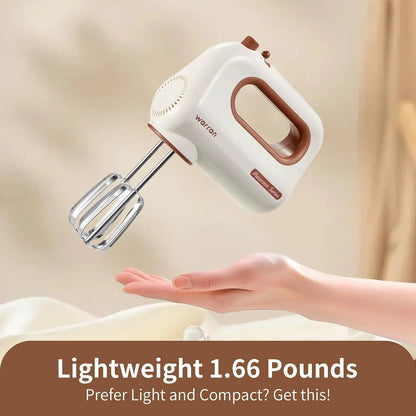 300W Compact Lightweight Electric Hand Mixer, with Powerful Quiet DC Motor for Baking, Cake, Brownies, Cookie Dough, Ideal for Home Kitchen (White)4