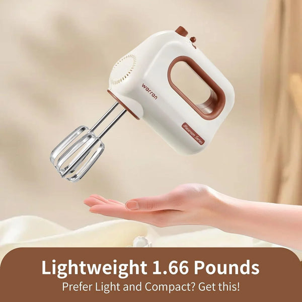 300W Compact Lightweight Electric Hand Mixer, with Powerful Quiet DC Motor for Baking, Cake, Brownies, Cookie Dough, Ideal for Home Kitchen (White)4