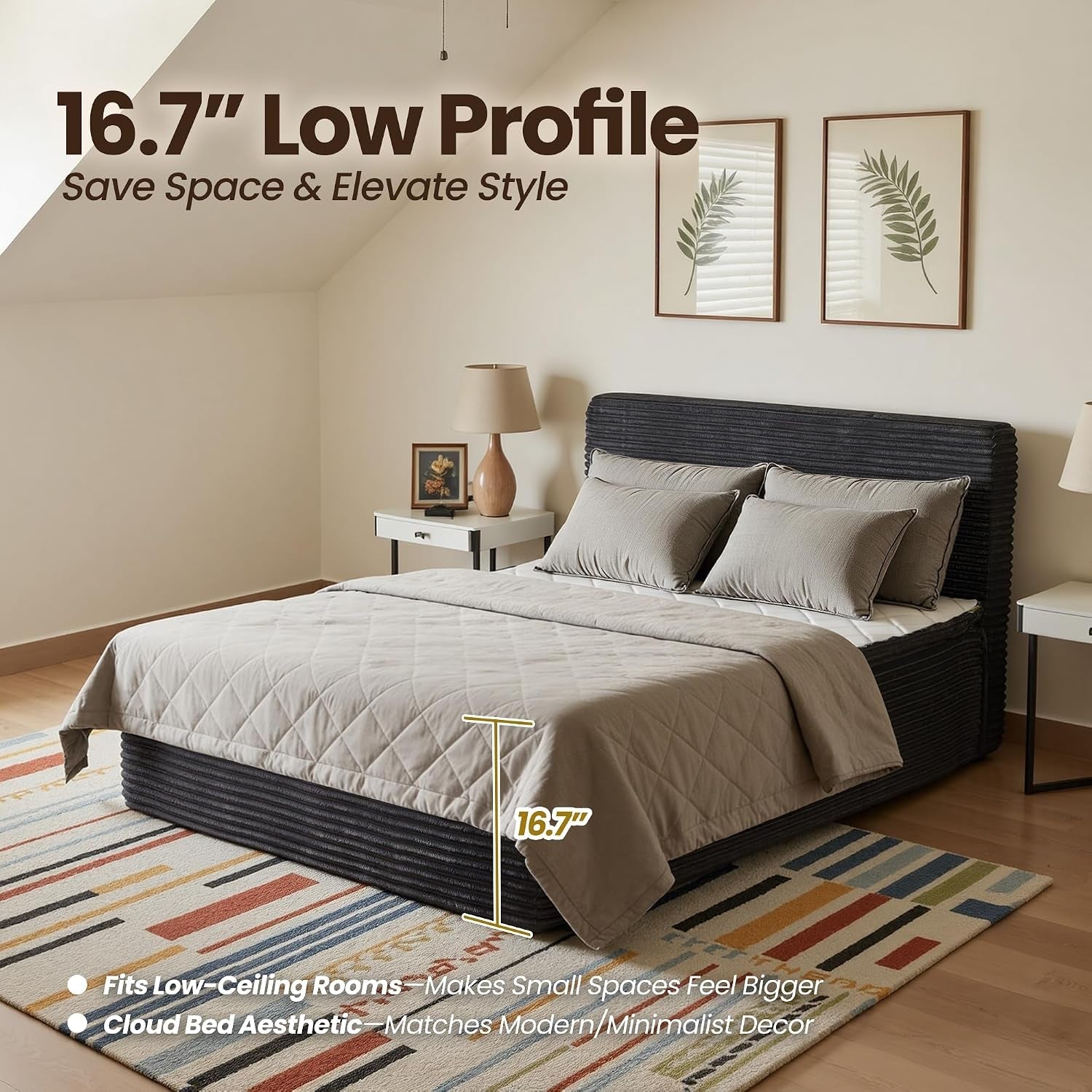 full-boneless-cloud-bed-frame-headboard-mattress-set-gray