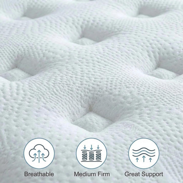 Queen Mattress, 14 Inch Queen Size Hybrid Mattresses with Memory Foam and Individual Pocket Spring for Motion Isolation, Pressure Relief, Medium Firm Mattress in a Box, 60 * 80 * 146