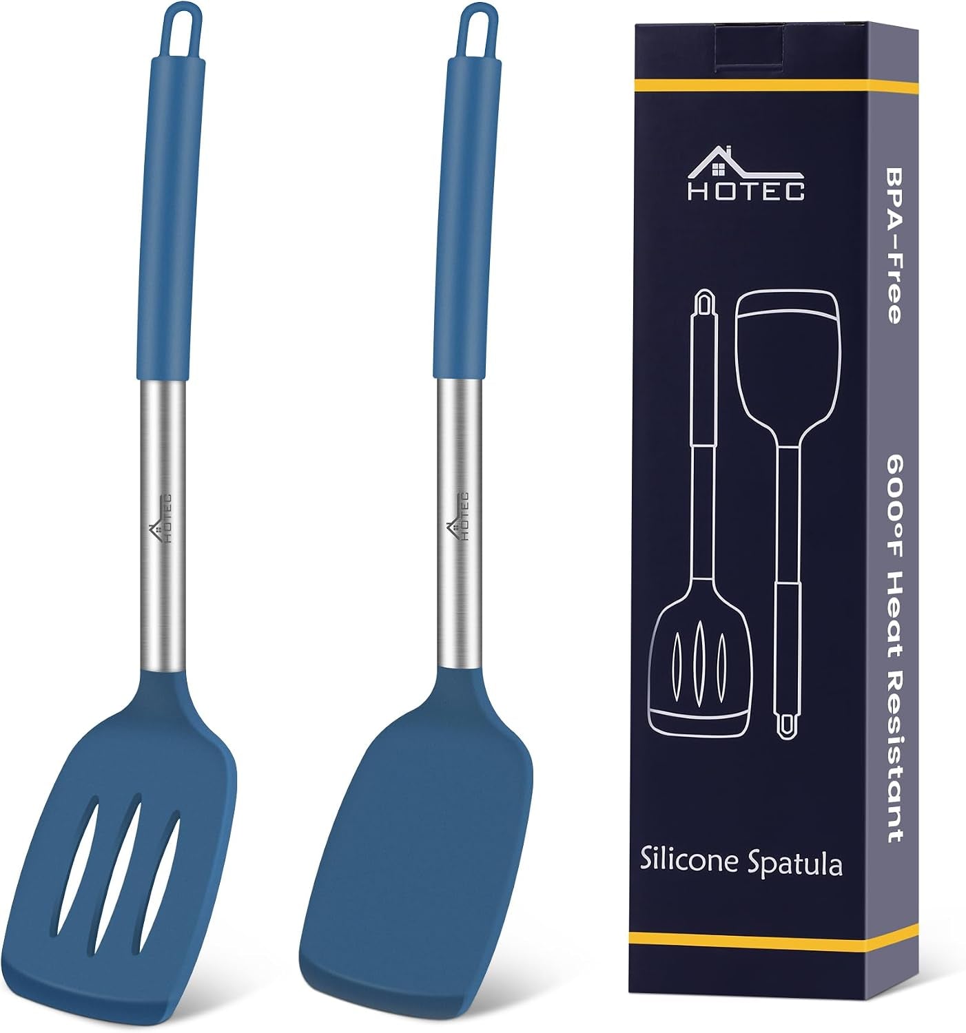silicone-spatula-set-of-2-heat-resistant-600-f-bpa-free-kitchen-saptulaturner-with-stainless-steel-handles-slotted-solid-spatulas-for-nonstick-cookware-13-7-inch-classic-blue