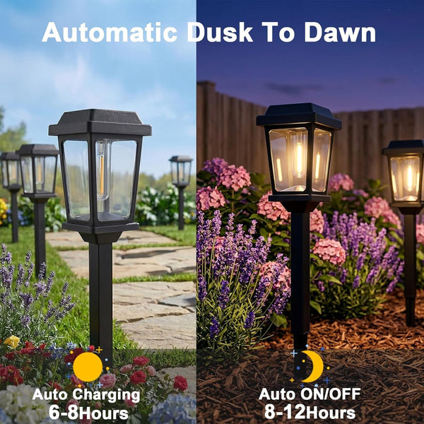 Solar Pathway Lights Outdoor 10 Pack, LED Solar Garden Lights6