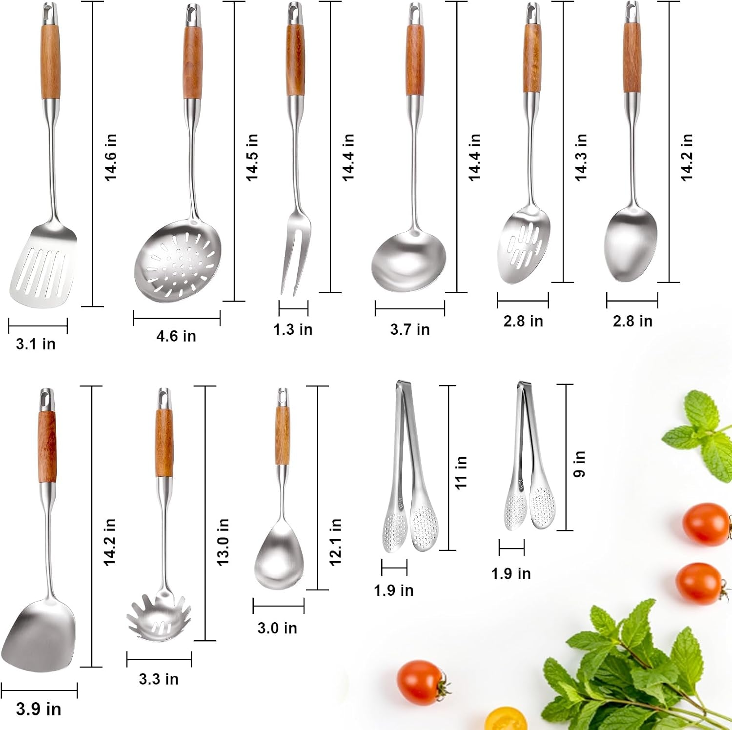 18-10-stainless-steel-cooking-utensils-set-wooden-handle-14-metal-kitchen-utensil-wok-tools-11pcs-cooking-spoon-set-with-tongs
