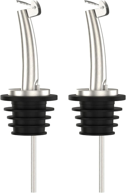 2 Pcs Oil Spout Liquor Bottle Pourer Spouts | Stainless Steel Olive Oil Dispenser Spout for about 3/4" Bottle Mouth, with Flip Top1