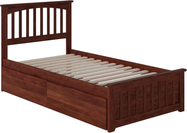 , Mission Twin Storage Platform Bed with Matching Footboard, Walnut5