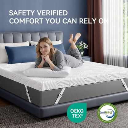 3 Inch Twin XL Memory Foam Mattress Topper,Dorm Room Essentials | Gel Foam Bed Topper with Washable Cover, Non-Slip Back to School Bedding,Pressure-Relieving Mattress Topper for Back Pain7