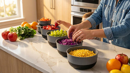 Dora Plastic Mixing Bowls with Lids, 8-Piece Airtight Leak-Proof Nesting Bpa-Free Prep Bowl Set for Kitchen & Food Storage, Large 4200Ml Capacity, Microwave & Dishwasher Safe(Black)9