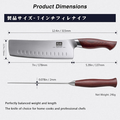7 in Nakiri Knife, 10Cr15Mov High Carbon Stainless Steel Chef Knife2