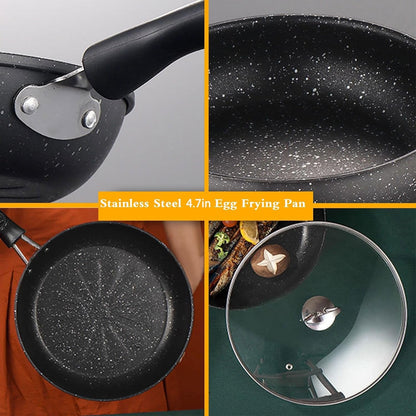 Egg Frying Pan, 4.7 Inch Single Egg Durable Small Cooking Pot with Handle Nonstick Frying Pan with Lid Covered Heat Resistant Small Skillet Portable round Omelet Skillet for Stove6