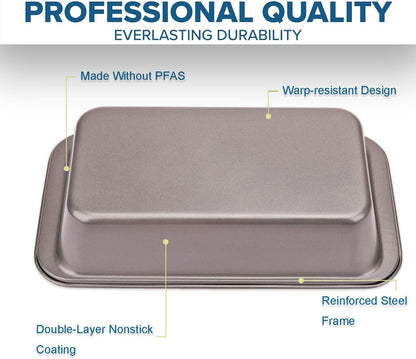 2 PCS Nonstick Loaf Pan Set, 9 X 5 Inch Carbon Steel Rectangle Bakeware with 100 Unbleached Parchment Liners for Baking Toast, Cakes, Banana Breads, Gray3