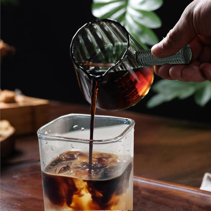 6OZ Glass Measuring Cup, Conical Espresso Cup, Glass Handle, Dark Gray3