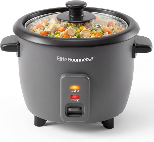 ERC6GC Ceramic Rice Cooker, Pfas-Free Non-Stick, Gray | 6-Cup Capacity - Ceralast Coating - Tempered Glass Lid - One-Touch Cooking - Includes Bpa-Free Measuring Cup and Spatula1