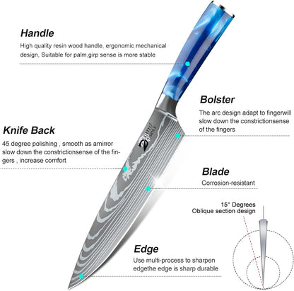 Chef Knife Sets with Roll Bag, 9 Pieces Professional Knife Set3