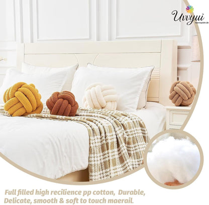Knot Pillow Ball, Soft Home Decorative round Throw Pillow, Handmade Knotted Plush Pillow, round Boucle Pillow Cushion (8.6 Inches Ivory)3