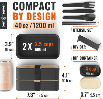 Bento Box Adult, Stackable Lunch Box, 40 Oz, Symph Onyx2