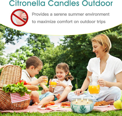 Citronella Candles Outdoor, Large Citronella Candle Outdoor for Patio, 3 Pack 12Oz Summer Candle Bulk for Home Garden Yard Camping Party Indoor outside Decorative, 210 Hours Long Burning, 3 Wick3