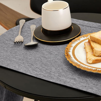 Linen Farmhouse Table Runner Large Burlap Style Soft and Waterproof Decorative Fabric Runner for Outdoor Wedding and Dinner (14 X 48 Inch, Dark Grey)6