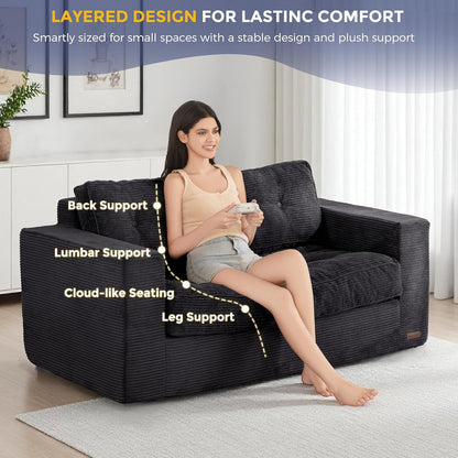 Loveseat Sofa Couch, Upholstered Bean Bag Chair Cloud Seat4