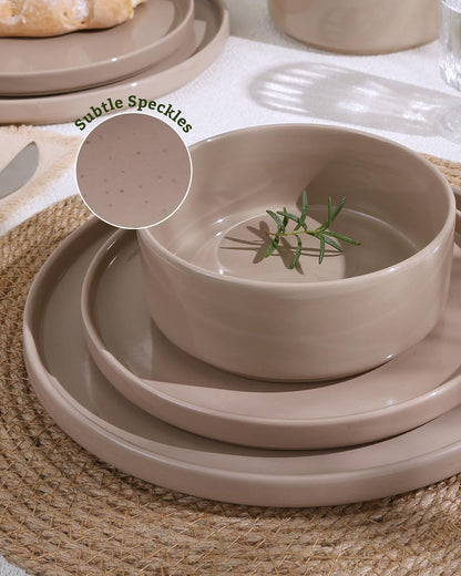 Nebula Plates and Bowls, 12-Piece Dinnerware Set, Cinnamon Brown3