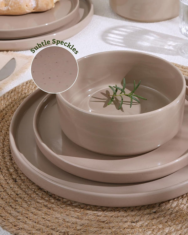 Nebula Plates and Bowls, 12-Piece Dinnerware Set, Cinnamon Brown3