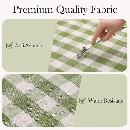 Checkered Tablecloth Rectangle, Linen Cotton Gingham Table Cloth with Tassel, Washable Buffalo Plaid Table Cover Wrinkle Free for Kitchen, Dining and Picnic - 55 X 84 Inch, Sage Green5