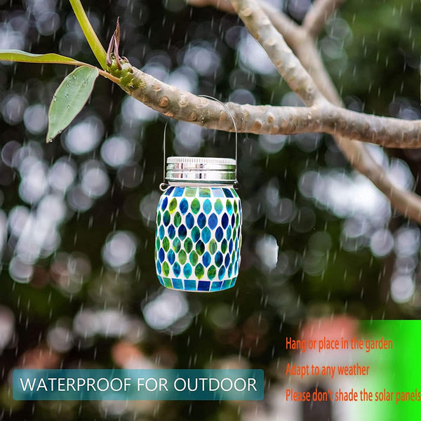 Solar Mosaic Glass Solar Hanging Lantern, Waterproof Outdoor Garden Light6