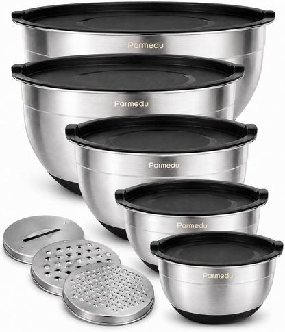 Stainless Steel Nesting Mixing Bowls with Airtight Lids Set of 51