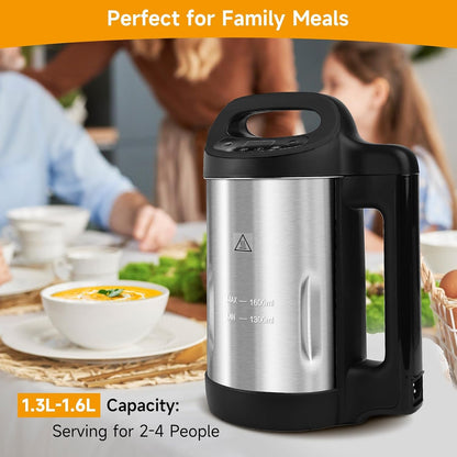 1.6L Soup Maker Machine, Stainless Steel Programmable Soup Maker with Smooth & Chunky Settings, Anti-Dry Burn, Overfill Sensors, Self-Cleaning Mode for Quick Soups, Baby Food, Home Use Black2
