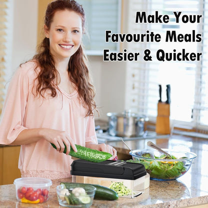 12-In-1 Vegetable Chopper with 7 Blades, Food Veggie Cutter, Mandoline Gray7