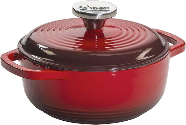 Essential Enamel Cast Iron Dutch Oven, 1.5 Quart, Red | Dual Handles, Oven Safe up to 500°F, Use to Marinate, Cook, Bake, Refrigerate & Serve, Stovetop Safe1