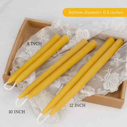 24 Pack Beeswax Taper Candles in Bulk 8 Inch Tall - All Natural -Yellow5
