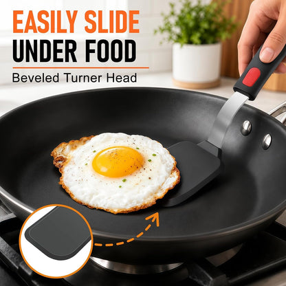 4Pcs Silicone Spatula Turner Set, Heat Resistant Silicone Spatula for Nonstick Cookware, BPA Free Kitchen Cooking Utensils Set, Flexible Spatula Turner for Flipping Eggs, Burger, Fish, Pancake4
