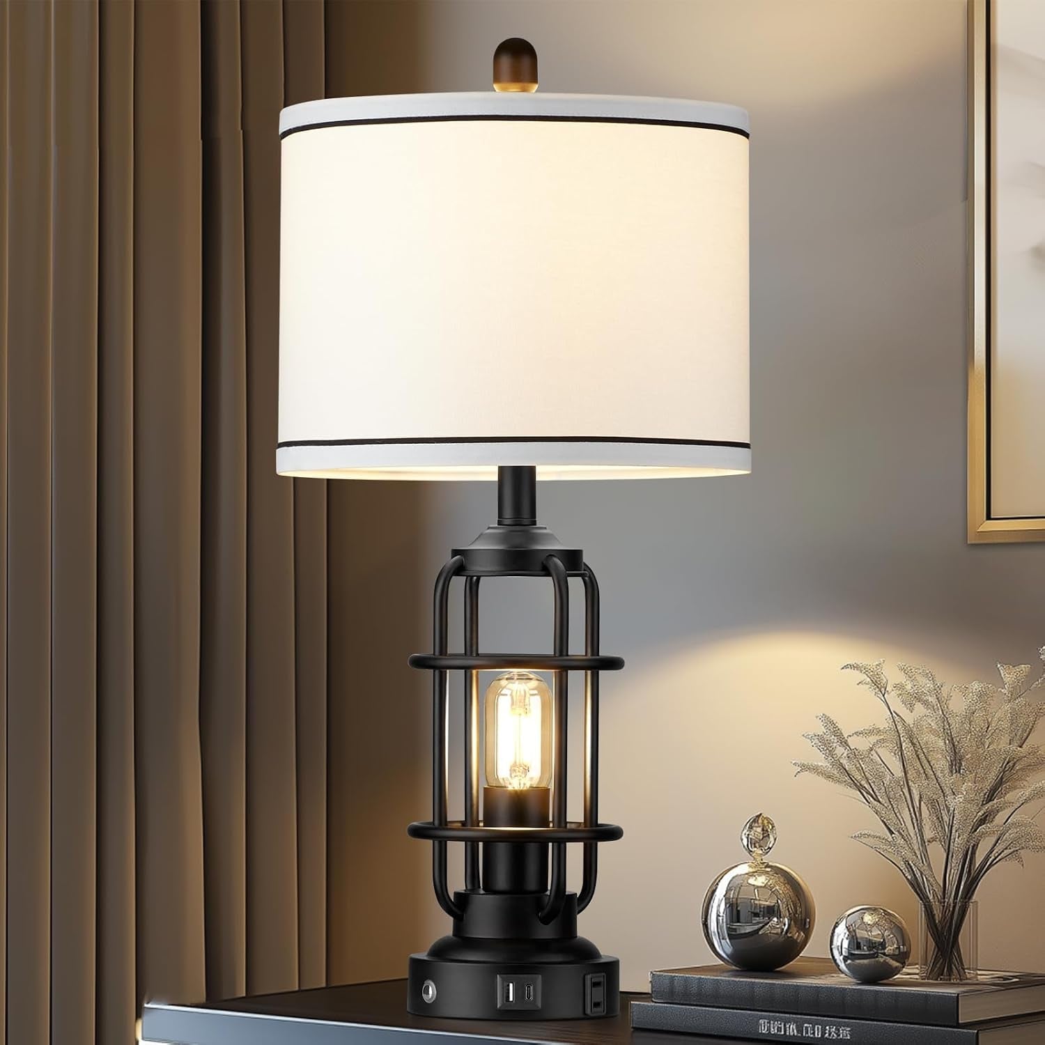 26-modern-lamp-for-living-room-industrial-3-way-dimmable-beside-table-lamp-with-usb-a-c-charging-ports-ac-outlet-touch-control-beside-lamp-led-night-light-for-bedroom-single2-bulbs-included