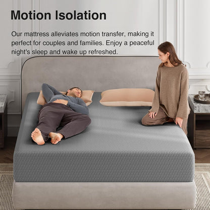 Queen Size Mattress, 10 Inch Gel Memory Foam Mattress Queen Size | Thermally Balanced Foam Core, Mattresses for Cool Night Sleep & Pressure Relief, Enhanced Support & Breathability, Grey7