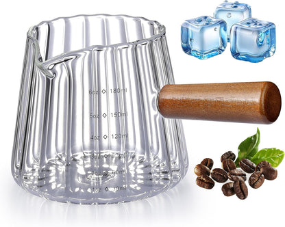 6OZ Espresso Cups Glass,  Espresso Shot Cup with V-Shaped Mouth, Glass Measuring Cup, Markings in Both Oz & Ml1