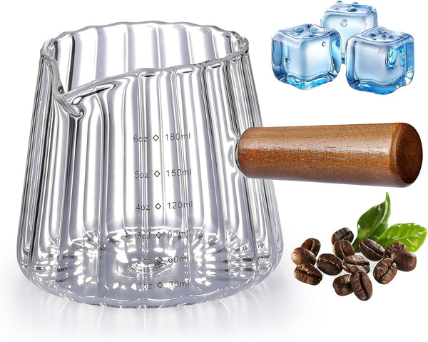6OZ Espresso Cups Glass,  Espresso Shot Cup with V-Shaped Mouth, Glass Measuring Cup, Markings in Both Oz & Ml1