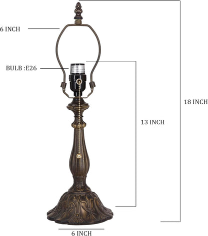 Table Lamp Base Replacement Only (A (W 6 H 18 Inch)) | Fit for 8, 10, 12 Inch Tiffany Style Stained Glass Lampshade, Dark Bronze Finish,Resin, Push Switch on Cord2