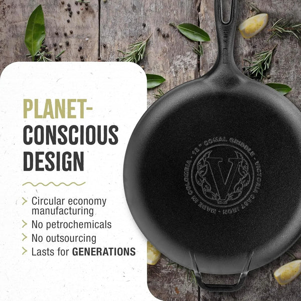 12-Inch Cast Iron Comal Pizza Pan with a Long Handle and a Loop Handle, Preseasoned with Flaxseed Oil, Made in Colombia5