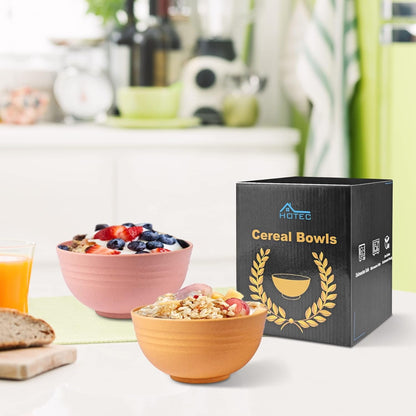 BPA Free Unbreakable Wheat Straw Cereal Bowls - Microwave & Dishwasher Safe Soup and Salad Bowls, Set of 8, 26Oz, Multicolor7