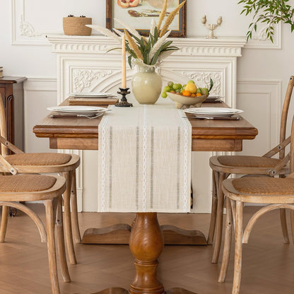 Rustic Linen Table Runner, Ivory Table Runners 36 Inches Long2