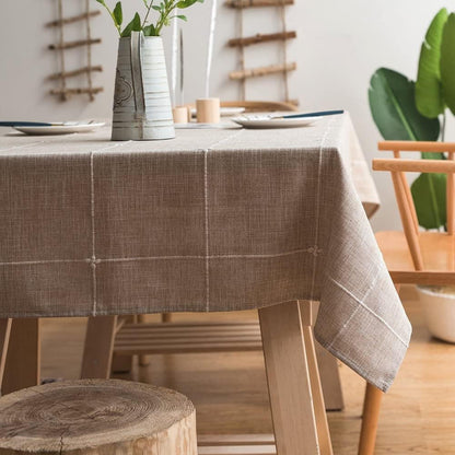 Solid Embroidery Lattice Tablecloth Cotton Linen Dust-Proof Table Cover for Kitchen Dinning Tabletop Decoration Linen Square Tablecloth 52X52 Inch8