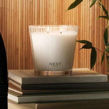 NEST New York Scented 3-Wick Candle, Bamboo - 21.2 Oz - up to 100-Hour Burn Time - Reusable Glass Vessel3