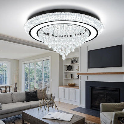 40In Black Crystal Chandelier Modern LED Crystal Raindrop Chandelier for Dining Room, Glam Crystal Ceiling Light for Living Room5