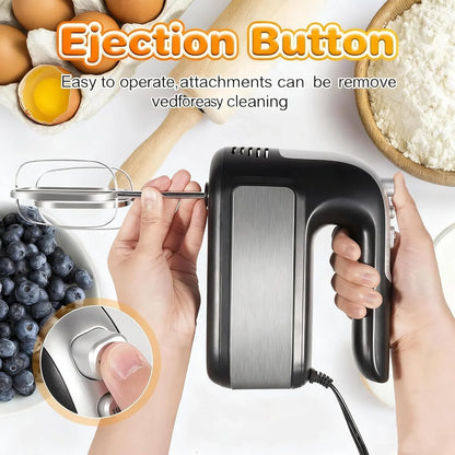 5-Speed 400W Electric Hand Mixer with Turbo – Powerful Handheld | Kitchen Mixer with 5 Stainless Steel Attachments for Dough, Cream, Batter, Eggs & Baking5
