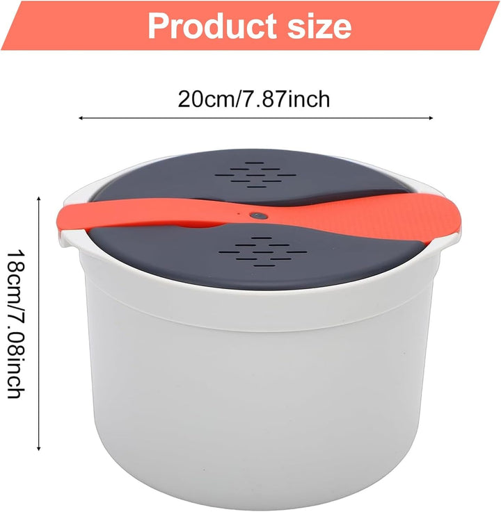 Microwave Rice Cooker Steamer,2L Microwave Rice Steamer Pasta Cooker with Strainer,Microwave Cookware Set,Non-Stick Food Grade for Rice, Pasta, Vegetables, Quinoa, Oatmeal, Ramen Non Stick (Orange)+2