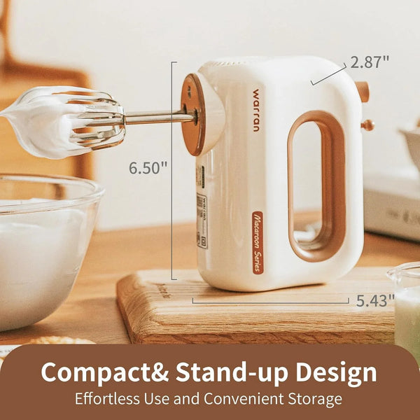300W Compact Lightweight Electric Hand Mixer, with Powerful Quiet DC Motor for Baking, Cake, Brownies, Cookie Dough, Ideal for Home Kitchen (White)7